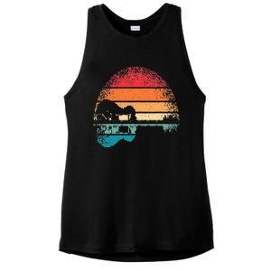 Retro Acoustic Guitar Lake Sunset Guitarist Music Lover Ladies PosiCharge Tri-Blend Wicking Tank