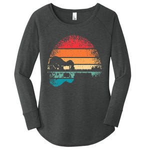 Retro Acoustic Guitar Lake Sunset Guitarist Music Lover Women's Perfect Tri Tunic Long Sleeve Shirt