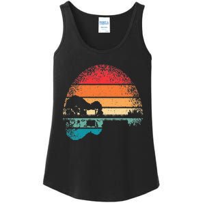 Retro Acoustic Guitar Lake Sunset Guitarist Music Lover Ladies Essential Tank