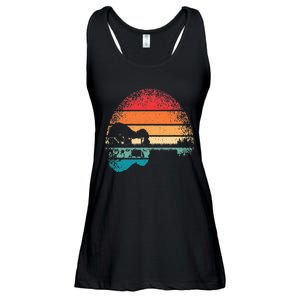 Retro Acoustic Guitar Lake Sunset Guitarist Music Lover Ladies Essential Flowy Tank