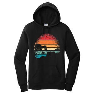 Retro Acoustic Guitar Lake Sunset Guitarist Music Lover Women's Pullover Hoodie