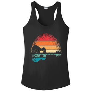 Retro Acoustic Guitar Lake Sunset Guitarist Music Lover Ladies PosiCharge Competitor Racerback Tank