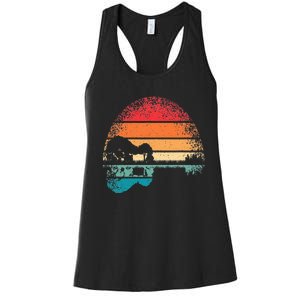 Retro Acoustic Guitar Lake Sunset Guitarist Music Lover Women's Racerback Tank