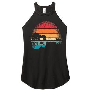 Retro Acoustic Guitar Lake Sunset Guitarist Music Lover Women's Perfect Tri Rocker Tank