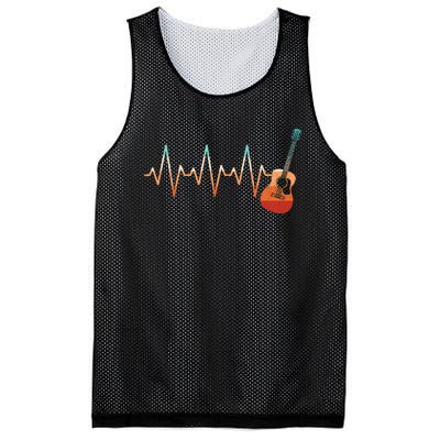 Retro Acoustic Guitar Heartbeat Guitarist Country Music Rock Mesh Reversible Basketball Jersey Tank