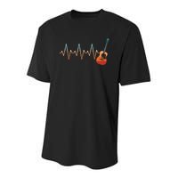 Retro Acoustic Guitar Heartbeat Guitarist Country Music Rock Youth Performance Sprint T-Shirt