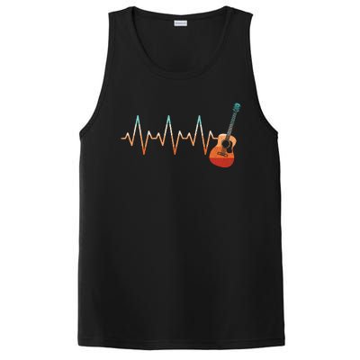 Retro Acoustic Guitar Heartbeat Guitarist Country Music Rock PosiCharge Competitor Tank