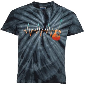 Retro Acoustic Guitar Heartbeat Guitarist Country Music Rock Kids Tie-Dye T-Shirt