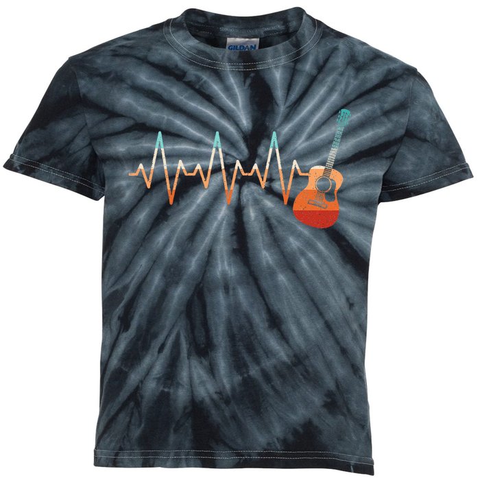 Retro Acoustic Guitar Heartbeat Guitarist Country Music Rock Kids Tie-Dye T-Shirt