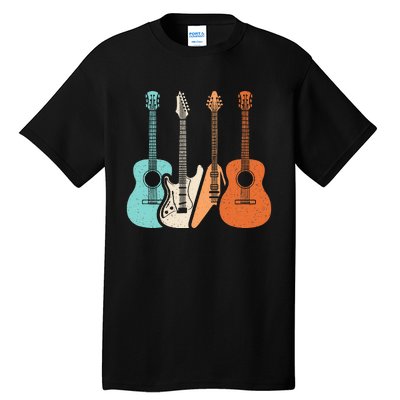 Retro Acoustic Guitar Electric Guitar Guitarist Music Rock Tall T-Shirt