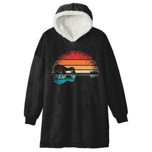 Retro Acoustic Guitar Lake Sunset Guitarist Music Lover Rock Hooded Wearable Blanket