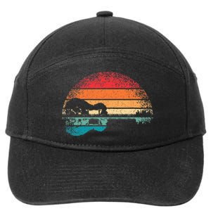 Retro Acoustic Guitar Lake Sunset Guitarist Music Lover Rock 7-Panel Snapback Hat