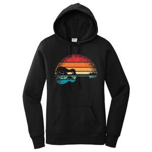 Retro Acoustic Guitar Lake Sunset Guitarist Music Lover Rock Women's Pullover Hoodie