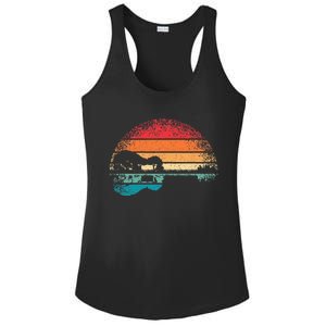 Retro Acoustic Guitar Lake Sunset Guitarist Music Lover Rock Ladies PosiCharge Competitor Racerback Tank