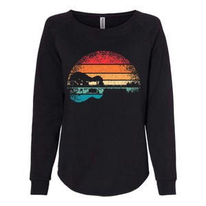 Retro Acoustic Guitar Lake Sunset Guitarist Music Lover Rock Womens California Wash Sweatshirt