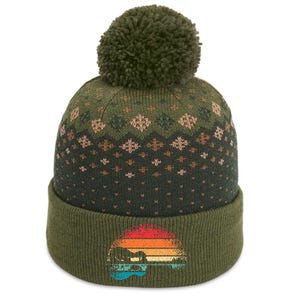 Retro Acoustic Guitar Lake Sunset Guitarist Music Lover Rock The Baniff Cuffed Pom Beanie