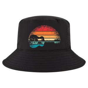 Retro Acoustic Guitar Lake Sunset Guitarist Music Lover Cool Comfort Performance Bucket Hat