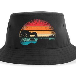 Retro Acoustic Guitar Lake Sunset Guitarist Music Lover Sustainable Bucket Hat