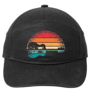 Retro Acoustic Guitar Lake Sunset Guitarist Music Lover 7-Panel Snapback Hat