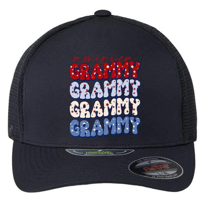 Retro American Grammy American Flag Cute 4th Of July Flexfit Unipanel Trucker Cap