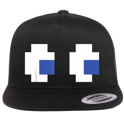 Retro Arcade Game Ghost Eyes Halloween Group Costume Flatbill Hat
