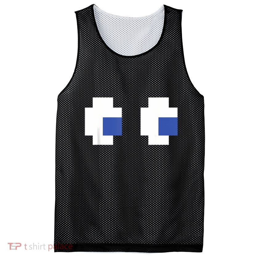 Retro Arcade Game Ghost Eyes Halloween Group Costume Mesh Reversible Basketball Jersey Tank