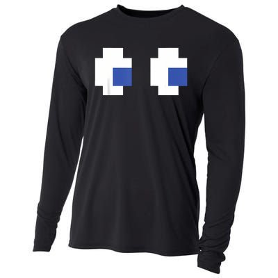 Retro Arcade Game Ghost Eyes Halloween Group Costume Cooling Performance Long Sleeve Crew