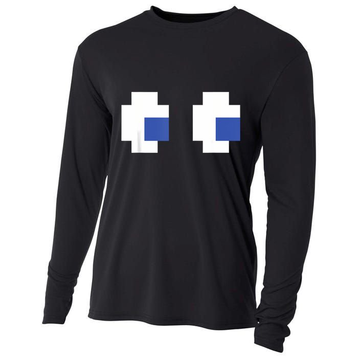 Retro Arcade Game Ghost Eyes Halloween Group Costume Cooling Performance Long Sleeve Crew