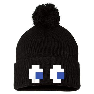 Retro Arcade Game Ghost Eyes Halloween Group Costume Pom Pom 12in Knit Beanie