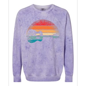 Retro Acoustic Guitar Lake Sunset Guitarist Music Colorblast Crewneck Sweatshirt