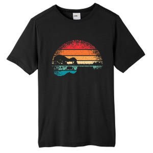 Retro Acoustic Guitar Lake Sunset Guitarist Music Tall Fusion ChromaSoft Performance T-Shirt