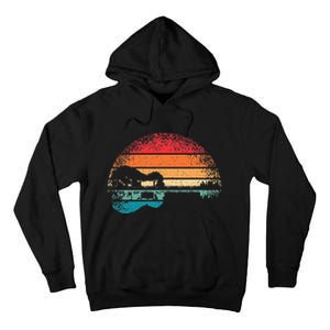 Retro Acoustic Guitar Lake Sunset Guitarist Music Tall Hoodie