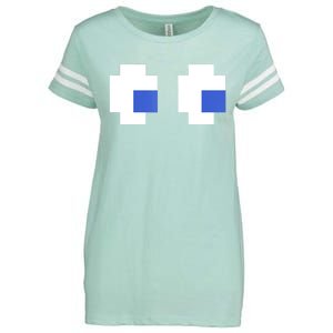 Retro Arcade Game Ghost Eyes 80s Halloween Group Costume Enza Ladies Jersey Football T-Shirt