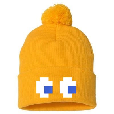 Retro Arcade Game Ghost Eyes 80s Halloween Group Costume Pom Pom 12in Knit Beanie