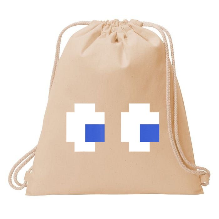 Retro Arcade Game Ghost Eyes 80s Halloween Group Costume Drawstring Bag