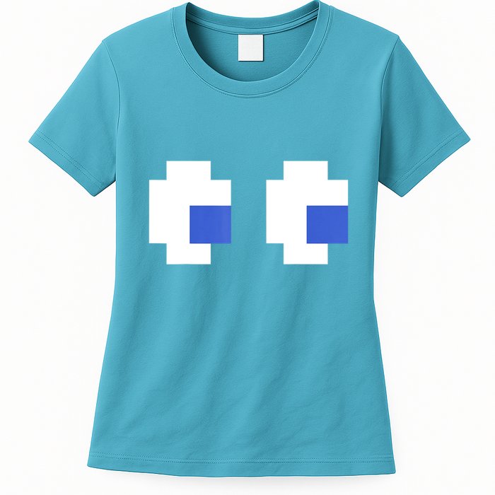 Retro Arcade Game Ghost Eyes 80s Halloween Group Costume Womens T-Shirt