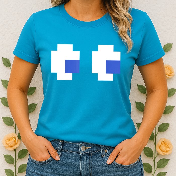 Retro Arcade Game Ghost Eyes 80s Halloween Group Costume Womens T-Shirt