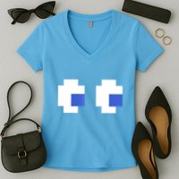 Retro Arcade Game Ghost Eyes 80s Halloween Group Costume Women's V-Neck T-Shirt