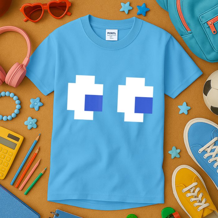 Retro Arcade Game Ghost Eyes 80s Halloween Group Costume Kids T-Shirt