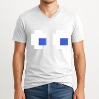 Retro Arcade Game Ghost Eyes 80s Halloween Group Costume V-Neck T-Shirt
