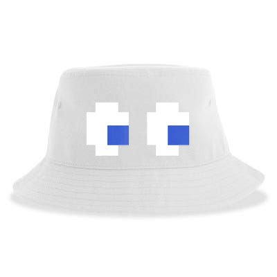 Retro Arcade Game Ghost Eyes 80s Halloween Group Costume Sustainable Bucket Hat