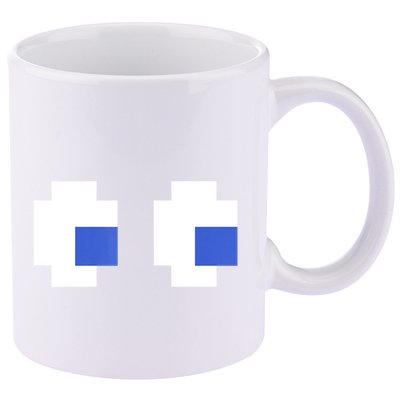 Retro Arcade Game Ghost Eyes 80s Halloween Group Costume 11oz C Handle Ceramic Mug