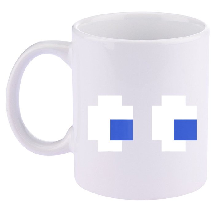 Retro Arcade Game Ghost Eyes 80s Halloween Group Costume 11oz C Handle Ceramic Mug