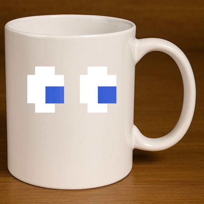 Retro Arcade Game Ghost Eyes 80s Halloween Group Costume 11oz C Handle Ceramic Mug