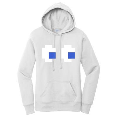 Retro Arcade Game Ghost Eyes 80s Halloween Group Costume Women's Pullover Hoodie