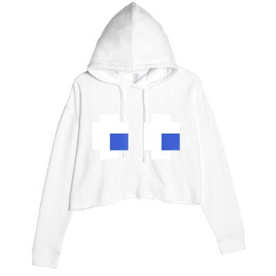 Retro Arcade Game Ghost Eyes 80s Halloween Group Costume Crop Fleece Hoodie