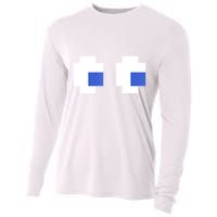 Retro Arcade Game Ghost Eyes 80s Halloween Group Costume Cooling Performance Long Sleeve Crew