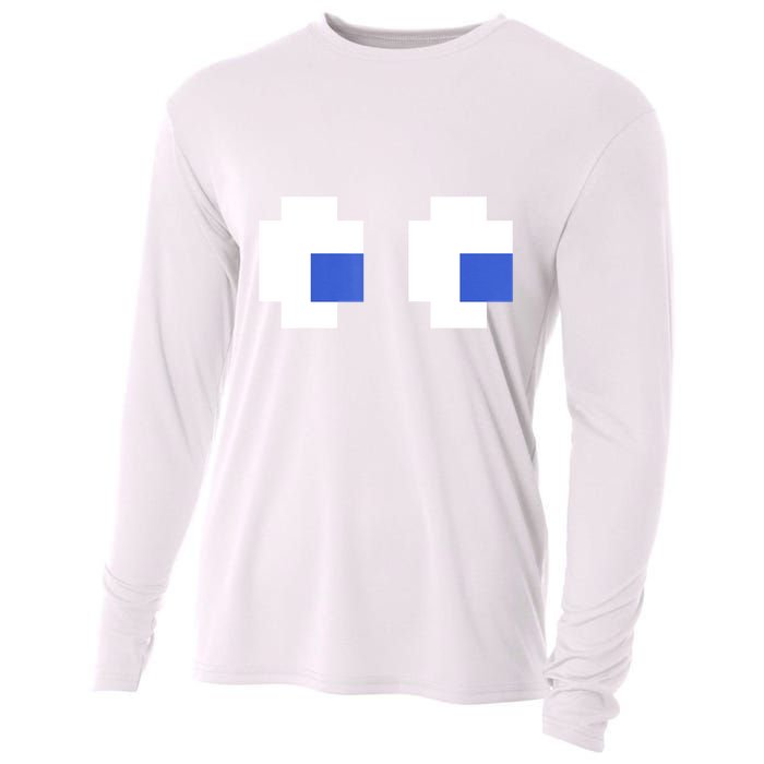 Retro Arcade Game Ghost Eyes 80s Halloween Group Costume Cooling Performance Long Sleeve Crew