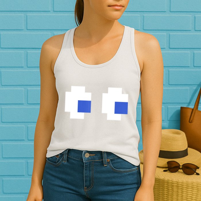 Retro Arcade Game Ghost Eyes 80s Halloween Group Costume Womens Tank Top