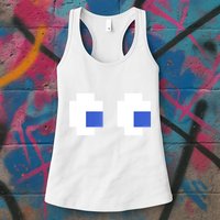 Retro Arcade Game Ghost Eyes 80s Halloween Group Costume Womens Tank Top